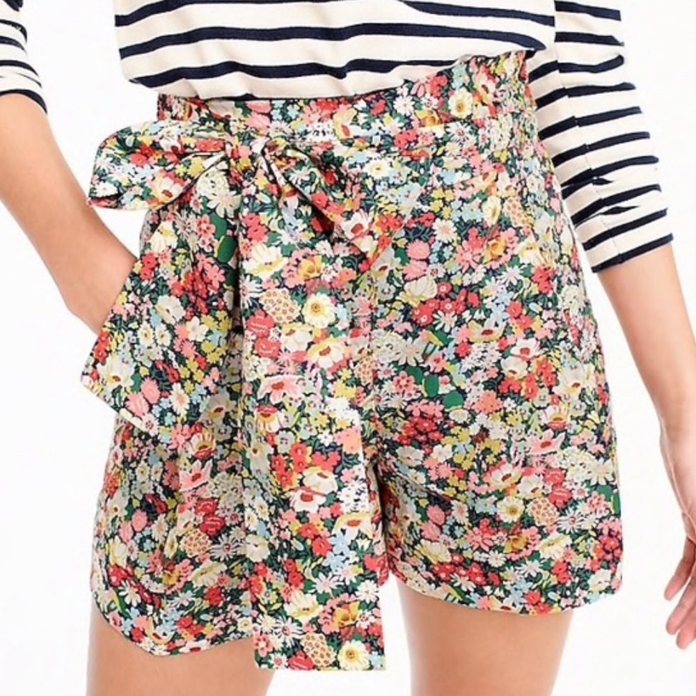 J. Crew Liberty Floral Tie Waist Shorts - size 2